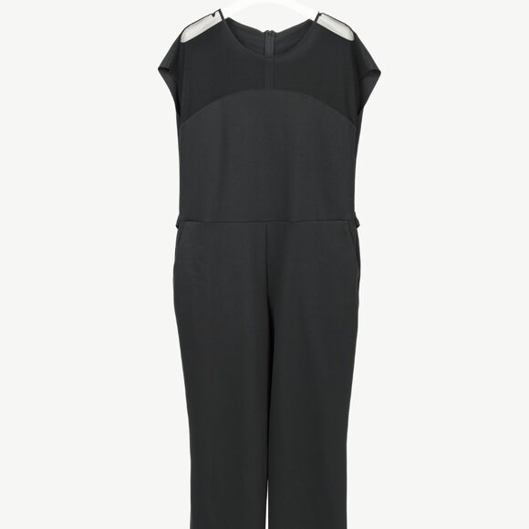 Marie Saint Pierre Black Neoprene Mesh-Trim Jumpsuit - Picture 1 of 7